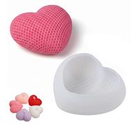 Moule en silicone en forme de cœur pour bougie et savon, moule en silicone pour moulage de résine époxy, béton, cire, plâtre, 3D unique pour la Saint-Valentin, cadeaux et bricolage créatif (10,2 cm)