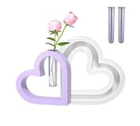 Moule en silicone en forme de cœur romantique avec 2 tubes pour chocolat, vase en forme de cœur en résine, forme de station de propagation, station de culture, romantique, mignon, en forme de cœur