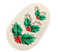 Moule en silicone en forme de feuille de houx pour décoration de gâteau de Noël, chocolat, bonbons, pâtisserie, biscuit, fondant