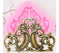 Moule en silicone en forme de fleur, 5,4 x 3,9 cm, baroque en relief, pour décoration de cupcakes, fondants, outils de décoration de gâteaux, moules à chocolat, argile