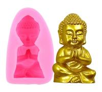 Moule en silicone en forme de fleur, motif Bouddha pour bougies, fondants, chocolats, bonbons, bougies, cire, plâtre, artisanat, fabrication de savon, 7,5 x 4,7 x 1,2 cm