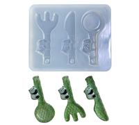 Moule en silicone en forme de fourchette et cuillère avec trou pour bonbons, porte-clés, boucles d'oreilles, pendentifs, ornement fait à la