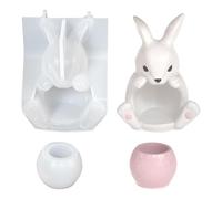 Moule en Silicone en forme de lapin assis, parfait pour fabriquer de beaux Pots de fleurs en résine, bougeoir fait à la main, moule en résine Unique