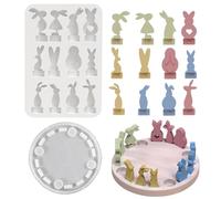 Moule en silicone en forme de lapin de Pâques, décorations en plâtre, support de bougie, artisanat de lapin de Pâques, fournitures de fabrication de bougeoirs pour travaux manuels en résine