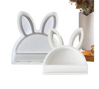 Moule en silicone en forme de lapin, moule à bougie lapin, 19,3 x 17,5 cm, moules à savon semi-circulaires portables, résine à libération rapide, moule flexible pour travaux manuels