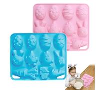 Moule en silicone en forme de lapin | Moule de cuisson anti-adhésif - Moule en silicone pour œufs de Pâques pour chocolat, fondant, gelée, pudding, cacao, biscuits, dessert, cupcakes, maison, cuisine