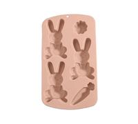 Moule en silicone en forme de lapin - Outil de cuisson 3D flexible anti-adhésif facile à mouler, moule à bonbons, chocolat, gelée, cupcakes, pâtisserie, savon, caramel, décoration de printemps, 17 x