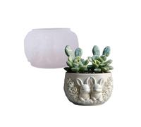 Moule en silicone en forme de lapin pour jardinière en résine, artisanat décoratif en ciment et récipients à bijoux, outil artisanal à dégagement facile, moule en silicone pour jardinière en forme de