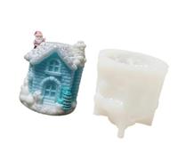 Moule en silicone en forme de maison de neige de Noël avec motif Père Noël et arbre