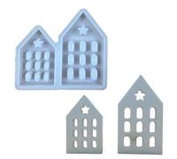Moule en silicone en forme de maison, moule à chocolat à trois étages pour bonbons, fondant, fabrication de bougies, avec forme d'étoile pour pudding, décoration de cupcakes, 11,1 x 12,4 x 2 cm