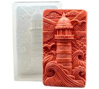 Moule en silicone en forme de phare pour savon, plâtre, cire, résine, argile, balise bord de mer