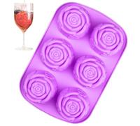 Moule en silicone en forme de rose - Pour bonbons - Passe au lave-vaisselle - 6 cavités - Grand bloc de glace pour bonbons et gâteaux au chocolat