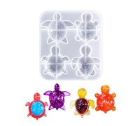 Moule en silicone en forme de tortue à 4 cellules pour porte-clés, livre, sac, pendentif, création unique en résine, moule en silicone en forme de tortue pour résine, ciment et béton