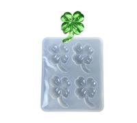 Moule en silicone en forme de trèfle à quatre feuilles pour projets artistiques en résine, bijoux et projets artistiques avec motif porte-bonheur - Facile à démouler - Passe au lave-vaisselle