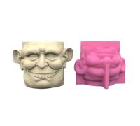 Moule en silicone en forme de visage étrange pour pot de fleurs en résine et béton