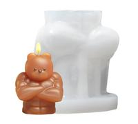Moule en silicone en forme d'ours en abdos, moule 3D en forme d'ours musclé, décoration de bureau, outils d'artisanat faits à la main pour décoration, artisanat, bougie