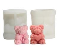 Moule en silicone en forme d'ours en forme de rose, 2 pièces, moule en résine de bougie 3D, flexible et antiadhésif pour bricolage, artisanat en argile et savon