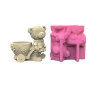 Moule en silicone en forme d'ours en forme d'ours pour pots de fleurs en béton, vase, plâtre, ciment, porte-stylos, chocolats