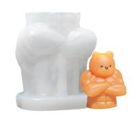 Moule en silicone en forme d'ours, moule en silicone, mousses d'ours musculaires 3D, décoration de bureau, outils d'artisanat, fournitures artisanales faites à la main pour dec