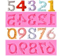 Moule en silicone en relief en forme de chiffre 0-9 avec trou pour bâton pour décoration de gâteau d'anniversaire DIY pâtisserie