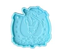 Moule en silicone époxy pour porte-clés en forme de fleur de fer à cheval dur avec trou de suspension pour trousseau de clés