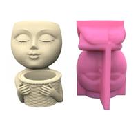 Moule en silicone facile à utiliser pour pots de fleurs en forme de tête de fille - Moules époxy - Moules en silicone coulé - Décoration d'intérieur pour les amateurs de plantes