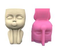 Moule en silicone facile à utiliser pour pots de fleurs en forme de tête de fille - Moules époxy - Moules en silicone coulé - Décoration d'intérieur pour les amateurs de plantes