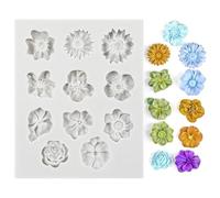 Moule en Silicone Fleur 3D,Moule Pâtisserie pour FleursMoule Fleur Silicone pour Chocolat, Fondant, Résine & Savon, Moules en Multi-Formes pour Gâteaux, Pâtisserie Accessoire