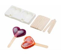Moule en silicone forme cœur 80 ml et 24 bâtonnets - Pour 2 glaces Rosenstein & Söhne