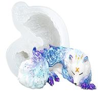 Moule en silicone, forme de loup endormi pour moulage de résine époxy, fabrication de bijoux, jardin féérique, décoration de gâteau, artisanat en argile polymère, pâte à sucre, presse-papier en ciment