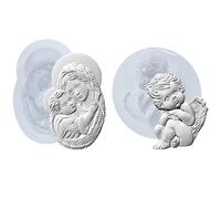 Moule en silicone FUNSHOWCASE pour plâtre d'argile polyclay séché à l'air libre, mère de famille sainte sculptée et chérubin