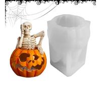 Moule En Silicone Halloween 3D | Moule À Bougie Citrouille Squelette En Silicone | Pour Résine Savon D'Aromathérapie Chocolat Gâteau Fondant Biscuits Décor De Bureau Fait Main