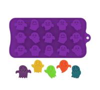 Moule en silicone Halloween | pour Caramelos Savon au chocolat Mini Pastels Cakes Gelatinas | 15 cavités adaptées pour la fête de la pâtisserie à micro-ondes