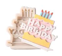 Moule en silicone « Happy Birthday » pour décoration de gâteau, artisanat | Moulage en résine époxy pour décoration de fête à la maison, pâte à modeler, bougie, cire, moule à bonbons