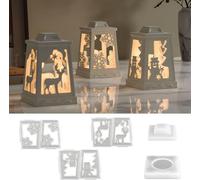 Moule en silicone - Lanterne de Noël - Moules en silicone - Bougeoir de Noël - Bougeoir en plâtre pour coulée - Moules de coulée en silicone - Élan - Flocons de neige - Bonhomme de neige - Bougeoir