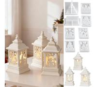 Moule en silicone - Lanterne de Noël - Moules en silicone - Bougeoir de Noël - Moules en plâtre pour Noël - Bonhomme de neige - Ange - Élan - Lanterne de Noël pour décoration de Noël (A)