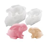 Moule En Silicone Lapin De Pâques 3D, Lot De 2 Moule À Bougie De Lapin Réutilisables, Antiadhésifs Et Faciles À Démouler, Pour Cire, Ciment, Argile, Savon, Bougies, Plâtre, Décorations De Table