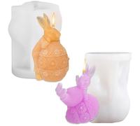Moule en Silicone Lapin de Pâques, Moules 3D pour Pâques, Moule pour Cierge Pascal, Convient pour les Décorations d'Intérieur DIY à base de Plâtre et de Bougies en Résine (B)