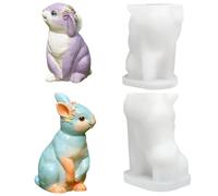 Moule en Silicone Lapin de Pâques, Moules 3D pour Pâques, Moule pour Cierge Pascal, Convient pour les Décorations d'Intérieur DIY à base de Plâtre et de Bougies en Résine (A)