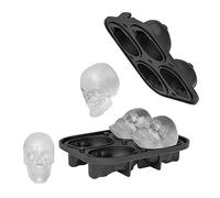 Moule en silicone motif tête de mort pour glaçons et pâtisseries - 4 figurines - Halloween, carnaval et fête à thème