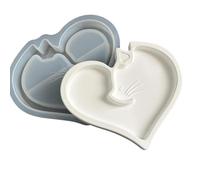 Moule en silicone moulé en résine avec plaque en forme de patte de chat/cœur pour projets de cadeaux de vacances, amélioration de la maison, adorable cœur et patte de chat