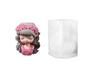 Moule en silicone multi-usage pour pot de fleurs décoratif en forme de colophane pour mettre en valeur les filles et les fleurs en forme de cerceau de fleurs avec chapelet en fleurs