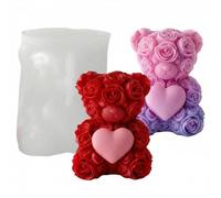 Moule en Silicone Ourson Rose avec Petits Cœurs | Moule pour Bougies Parfumées, Cire de Soja & Déco Romantique | Coffret DIY Idéal pour Offrir en Couple par MUAECH