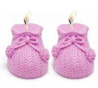 Moule en silicone pour 2 bougies en forme de chaussons de bébé | Anti-adhésif et résistant | Idéal pour créer des bougies décoratives à la maison | Dimensions 6,5 x 4,7 x 3,5 cm