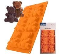 Moule en silicone pour biscuits et chocolats - Motif ours en peluche - Orange - 31 x 18 cm