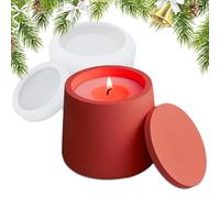 Moule en Silicone pour Bocal avec Couvercle - Forme de Ciment destinée aux Photophores & Récipients en Béton, Conception Trapézoïdale pour Petits Pots, Coulée Résine Époxy, Plâtre, Artisanat Cire