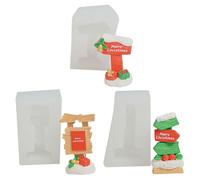 Moule en silicone pour bouclier de Noël, plaque de rue, mot, plâtre 3D, moules en plâtre pour coulée, panneaux, résine époxy, moule en silicone (ABC)