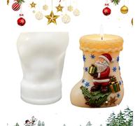 Moule en silicone pour bougie de Noël - Moule flexible en silicone pour projet artistique, thème chaussette de Père Noël, pour, débutants, garçons, filles, maison, école, studio