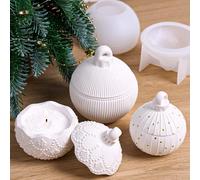 Moule en silicone pour bougie en forme de boule de Noël, boîte de rangement ronde en relief faite à la main, moules de moulage artisanal en plâtre et résine pour vase, décoration intérieure 01