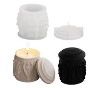 Moule en silicone pour bougies, anges, soulagement, moule en silicone avec couvercle, moules en silicone bricolage pour bougies, boîte à bijoux, pot (J)